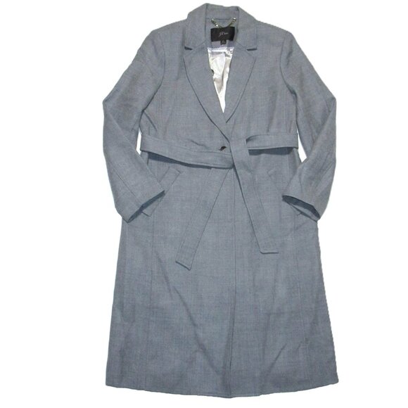 NWT J.Crew Petite Wrap Coat in Heather Gray Double-serge Wool 8P - Picture 2 of 8